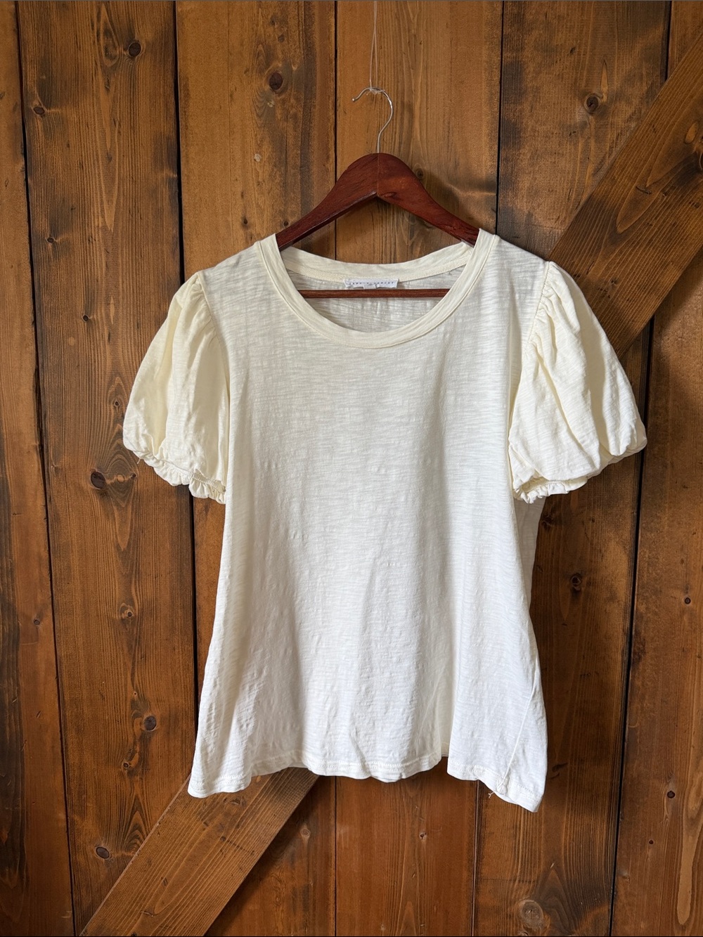 Jane and Delancey Cream Puff Sleeve Crewneck Top